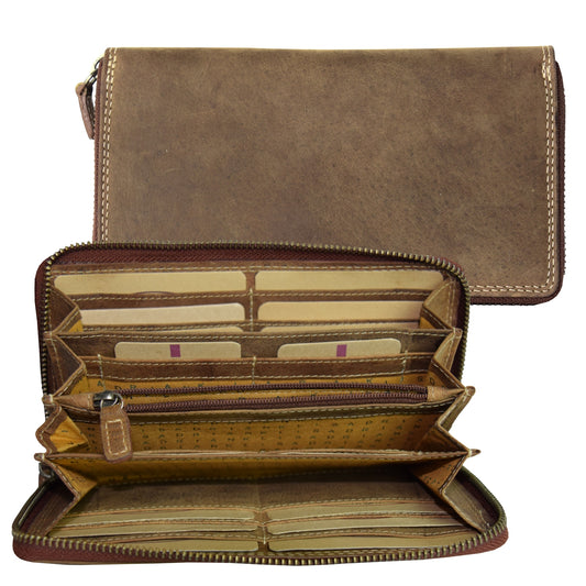 Leather Single Zip Wallet - Style 290