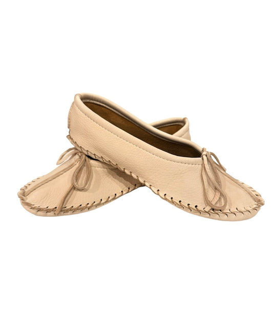 Ballet Style Deerskin Ladies Slippers - Natural