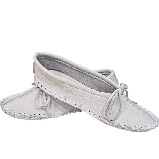 Ballet Style Deerskin Ladies Slippers - White