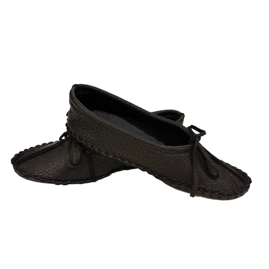 Ballet Style Deerskin Ladies Slippers - Black