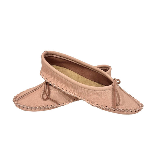 Ballet Style Deerskin Ladies Slippers - Pink
