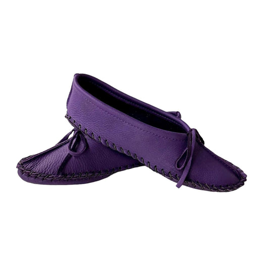 Ballet Style Deerskin Ladies Slippers - Purple