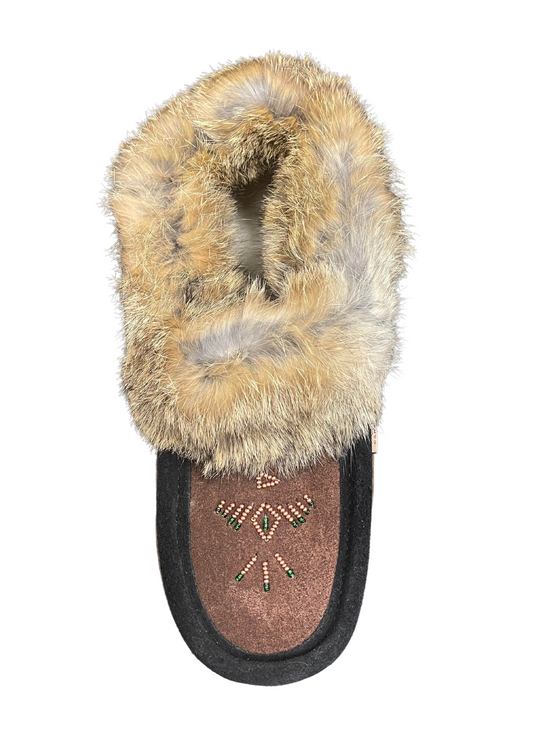 Ladies Moccasins - Chocolate with Black Trim