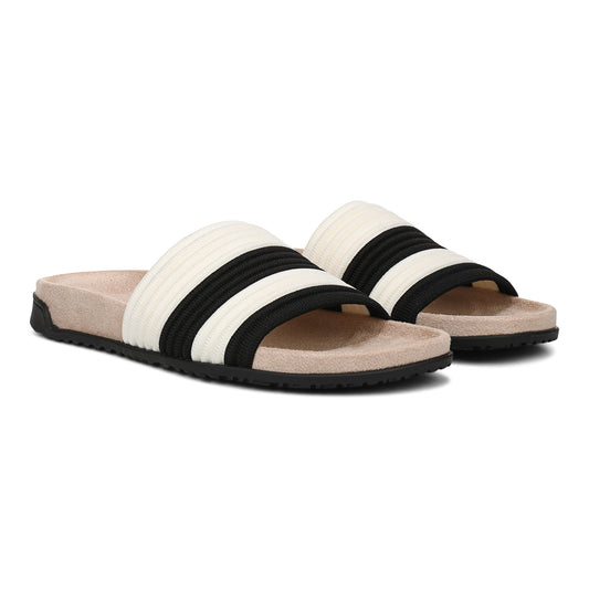 Evie Knit Slide Sandal - Black/Ivory