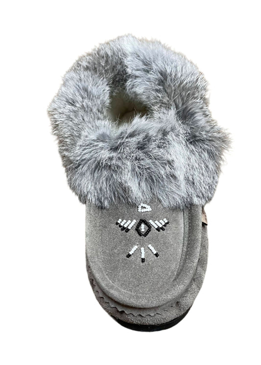 Ladies Moccasins with Crepe Sole - Grey