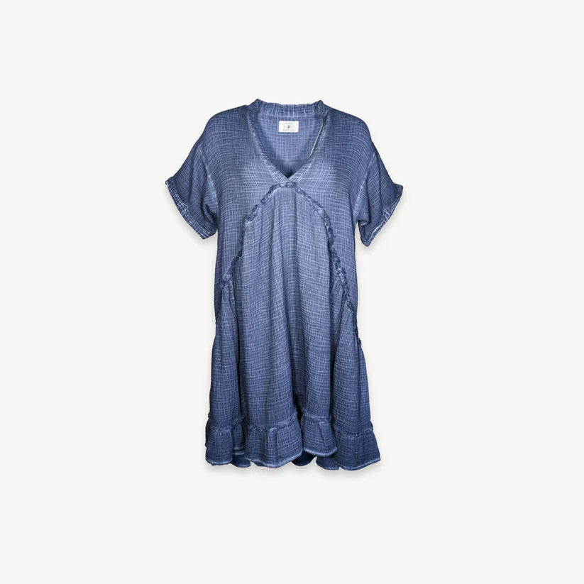 Crinkle Ruffled V Dress