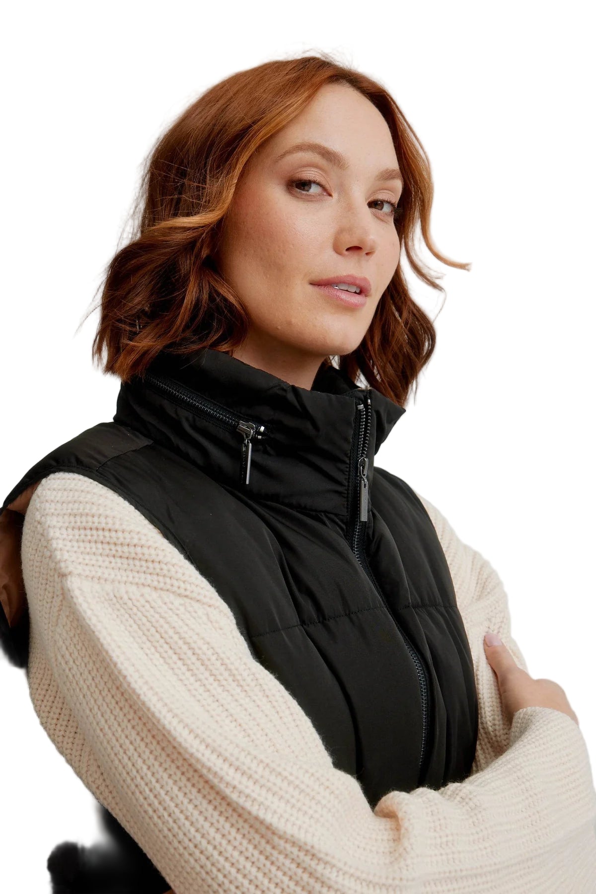 Long Puffer Vest - Black