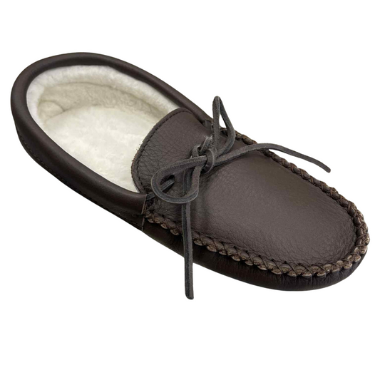 Men's Moosehide Sheepskin Lined Slippers - Fudge