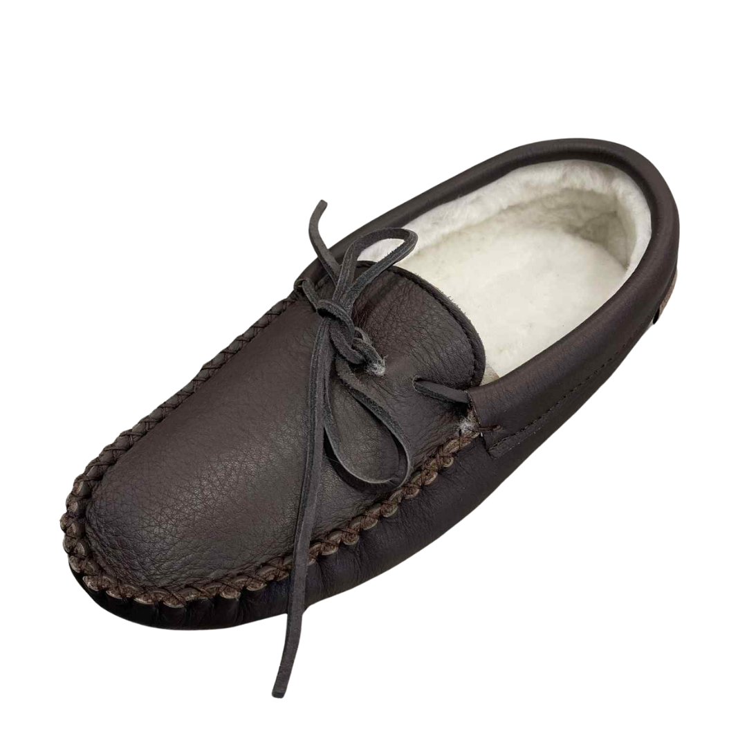 Men's Moosehide Sheepskin Lined Slippers - Fudge