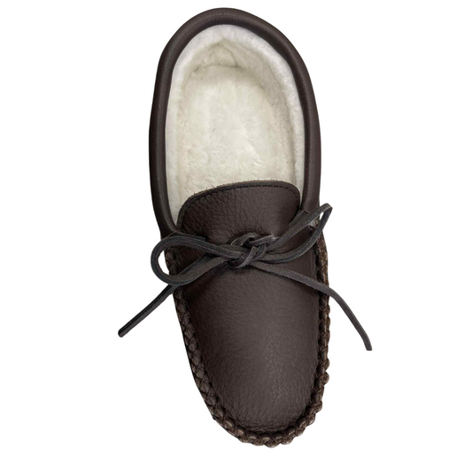 Men's Moosehide Sheepskin Lined Slippers - Fudge