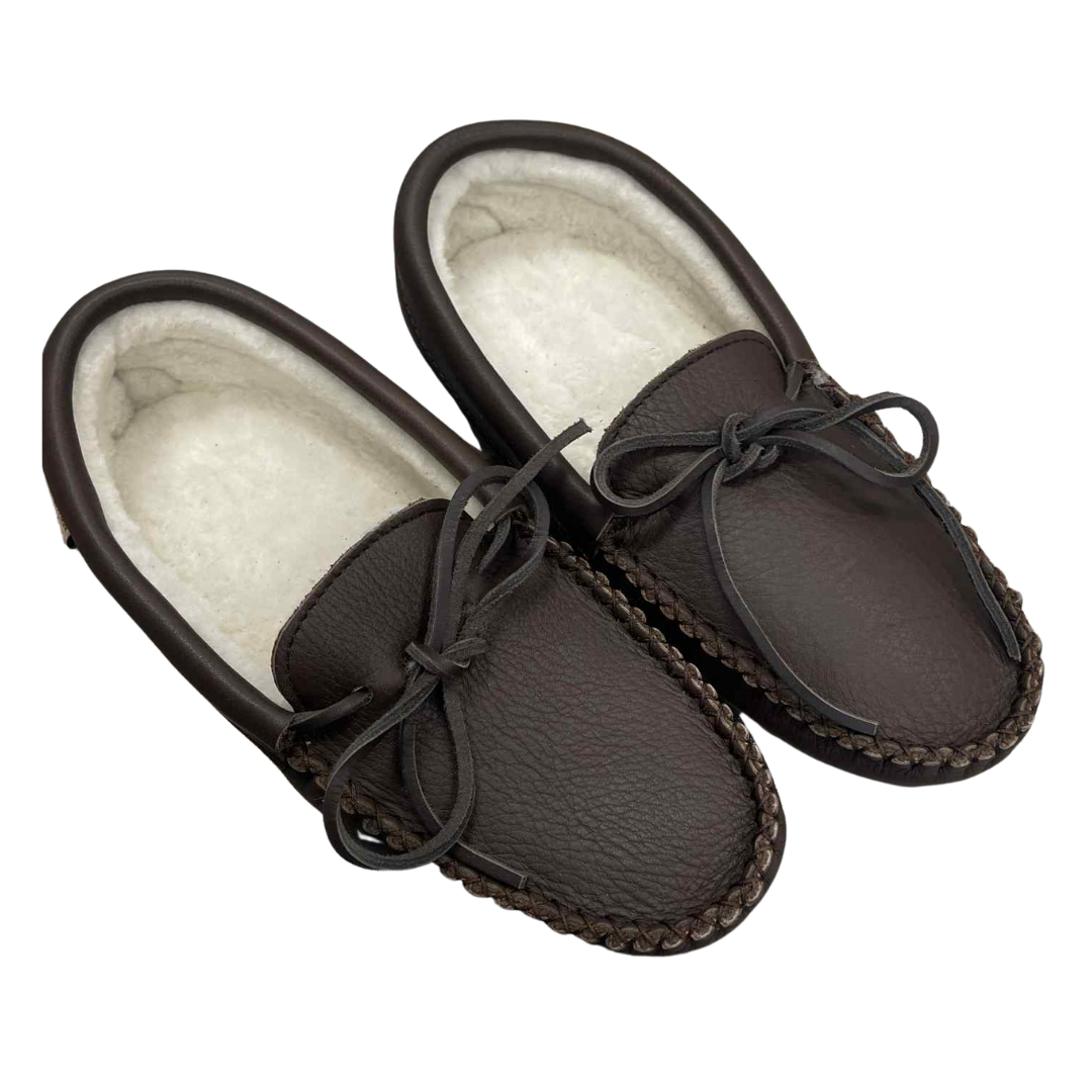 Men's Moosehide Sheepskin Lined Slippers - Fudge