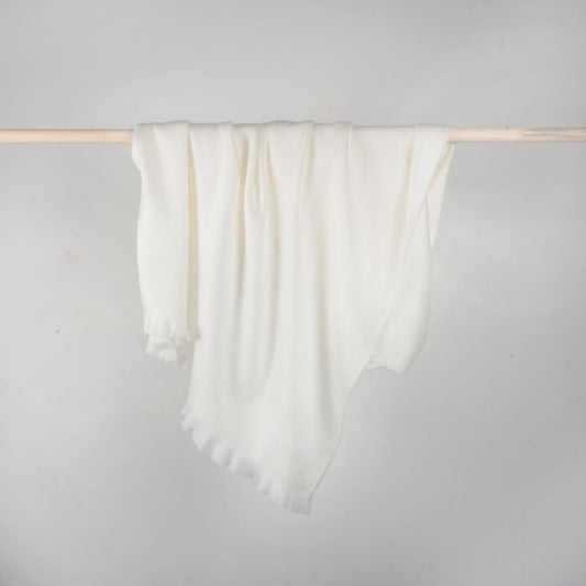 Solid Fringed Alpaca Throw - Coconut