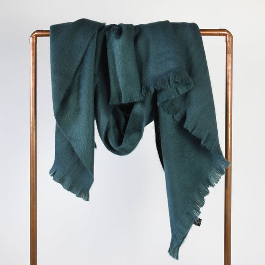 Solid Fringed Alpaca Throw - Whale