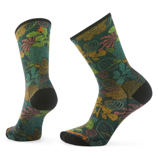 Bike Aloha Forest Print Crew Socks