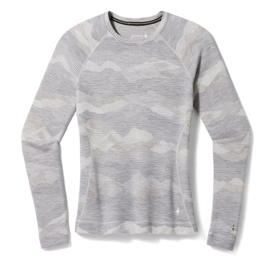Women's Classic Thermal Merino Base Layer Crew - Light Grey Mountain Scape LAST ONE SIZE XL