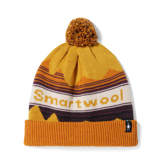 Winter Pattern Pom Beanie - Honey Gold