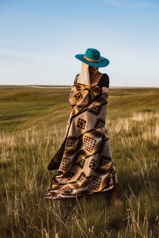Prairie Sunset Aztec Alpaca Throw Blanket
