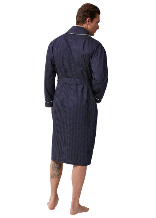 Men's Robe - Navy Dot