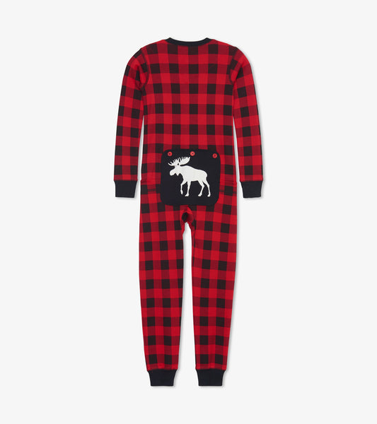 Moose On Plaid Union Suit - Kids/Youth