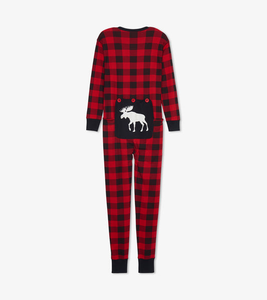Moose Plaid Adult Union Suit