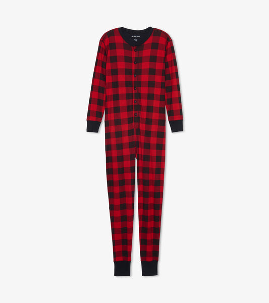 Moose Plaid Adult Union Suit