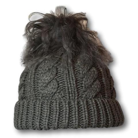 Mongolian Lamb Pom-Pom Toque - Charcoal