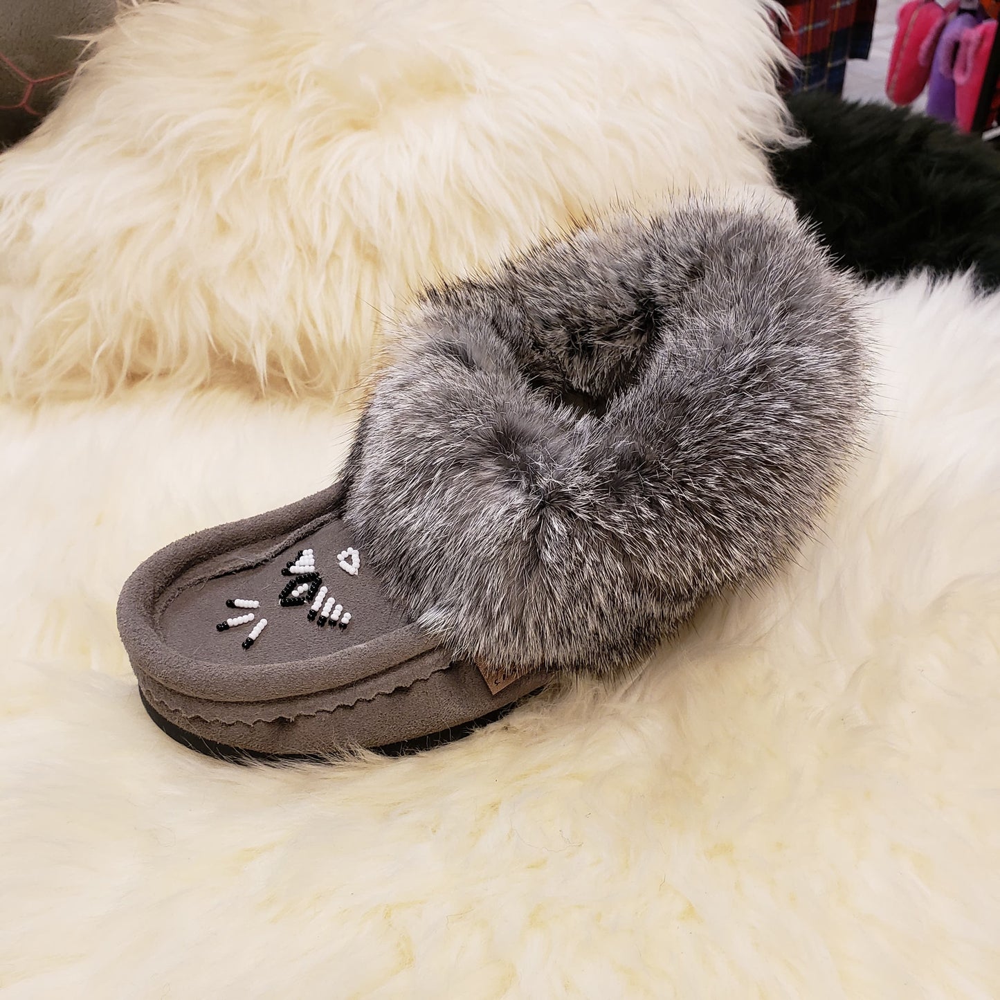 Ladies Moccasins with Crepe Sole - Grey
