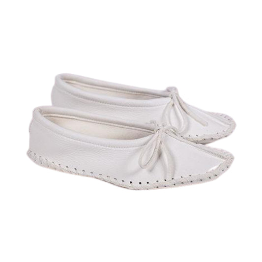 Ballet Style Deerskin Ladies Slippers - White