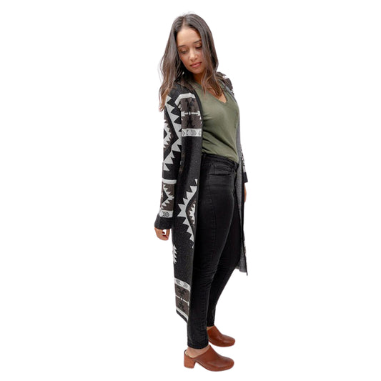 Long Jacquard Alpaca Sweater - Black