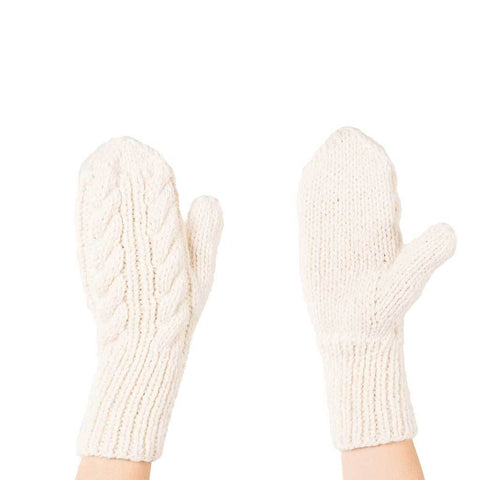 Hand Knit Alpaca Mittens - Ivory