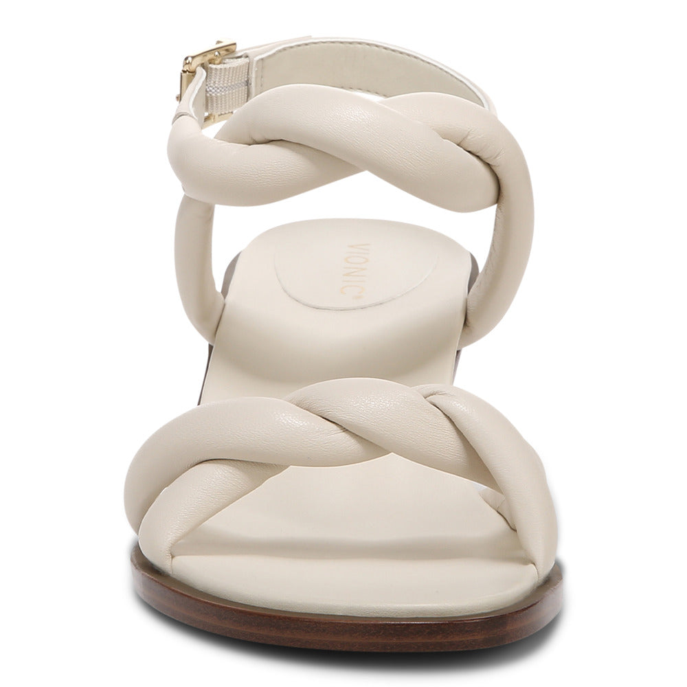 Angelica Kitten Heel Sandal - Cream LAST ONE SIZE 10