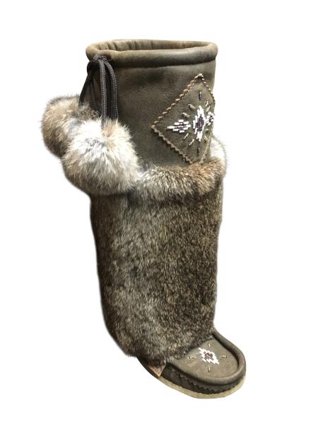 Tall Nappa Leather Mukluks - Antique Brown (Crepe Sole)