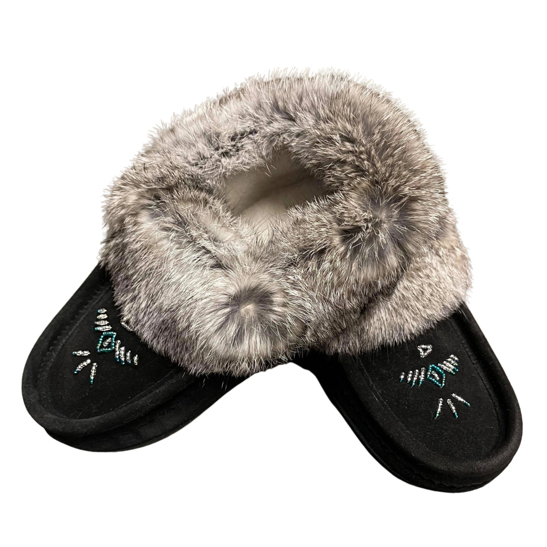 Rabbit fur lined on sale slippers