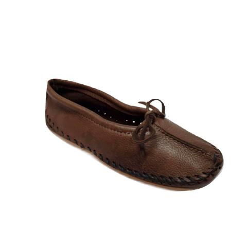 Ballet Style Deerskin Ladies Slippers - Chocolate Brown