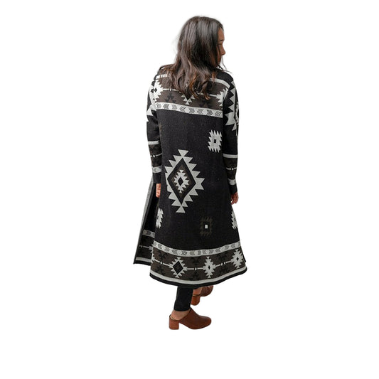 Long Jacquard Alpaca Sweater - Black