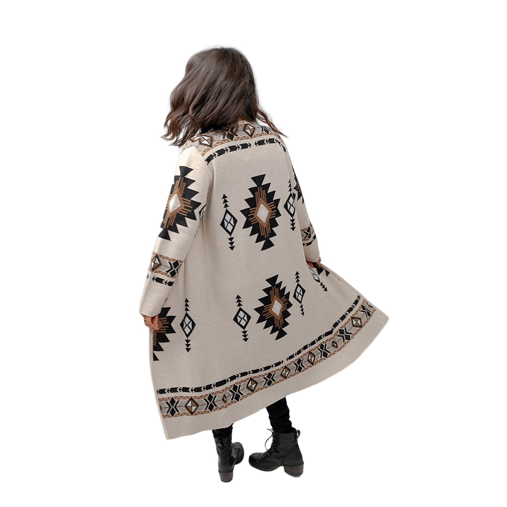 Long Jacquard Alpaca Sweater - Beige