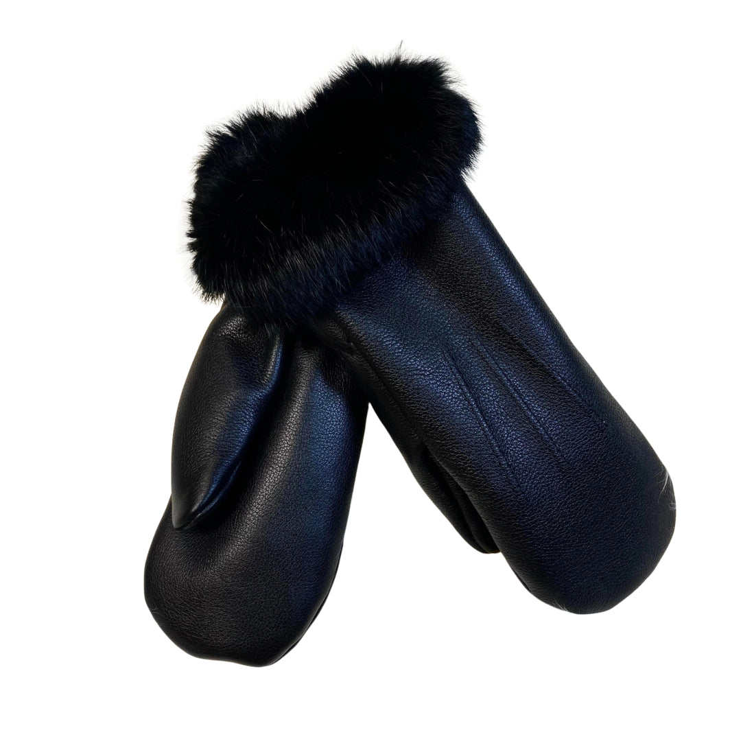 Women's Rabbit Fur Leather Mittens