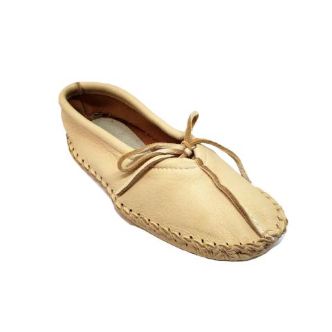 Ballet Style Deerskin Ladies Slippers - Natural