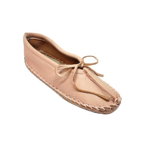 Ballet Style Deerskin Ladies Slippers - Pink
