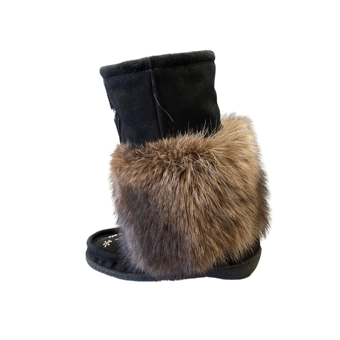 Raccoon Fur Mukluks - Black