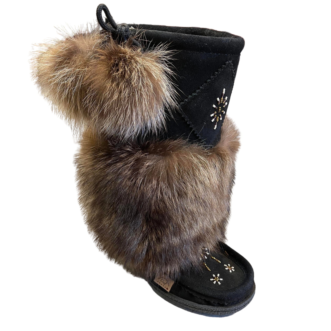 Raccoon Fur Mukluks - Black
