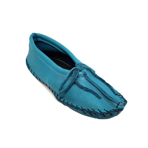 Ballet Style Deerskin Ladies Slippers - Turquoise