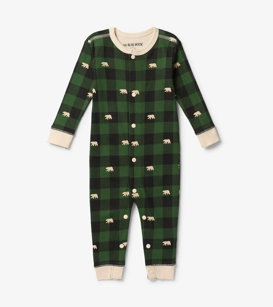 Green Plaid Union Suit Infant