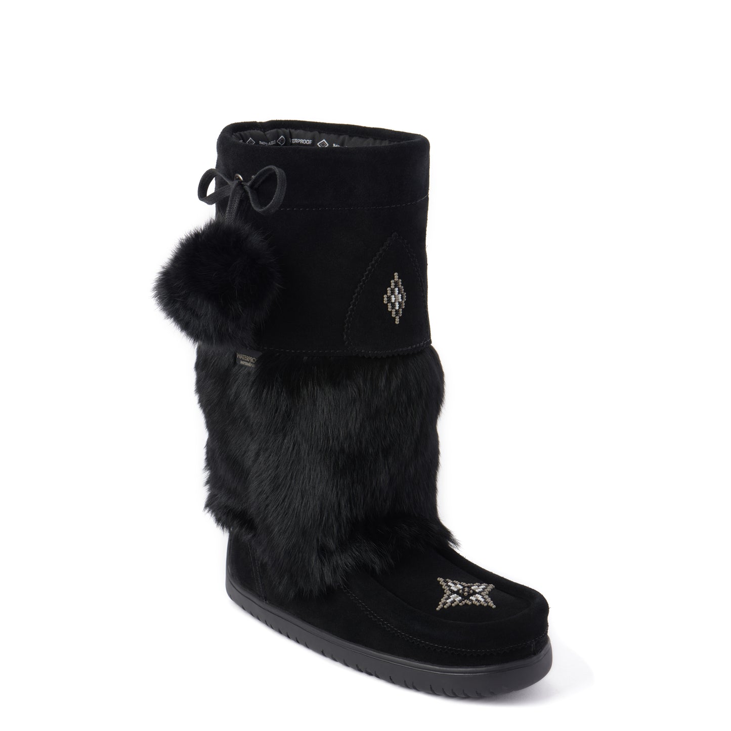 Snowy Owl Waterproof Mukluk - Black Suede