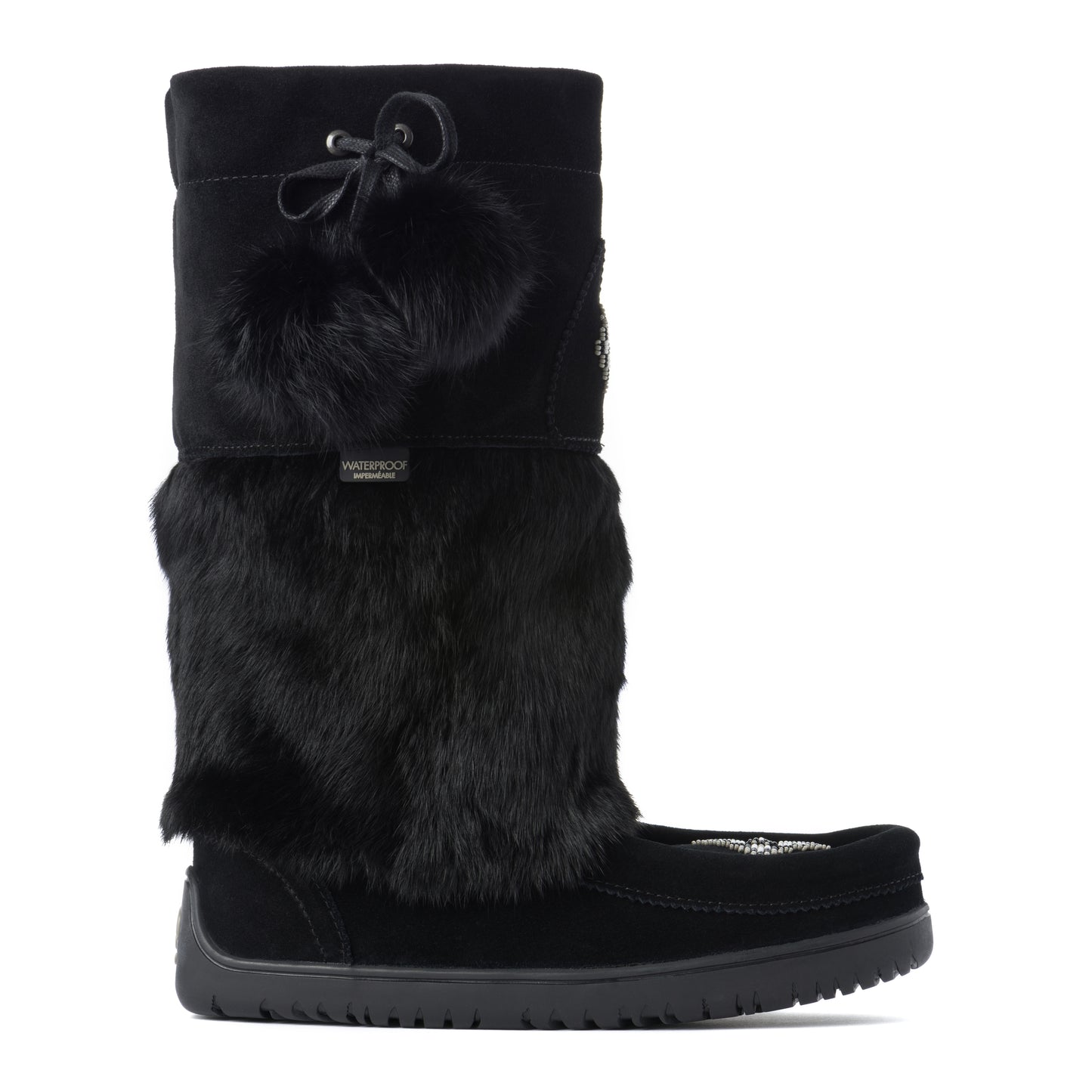 Snowy Owl Waterproof Mukluk - Black Suede