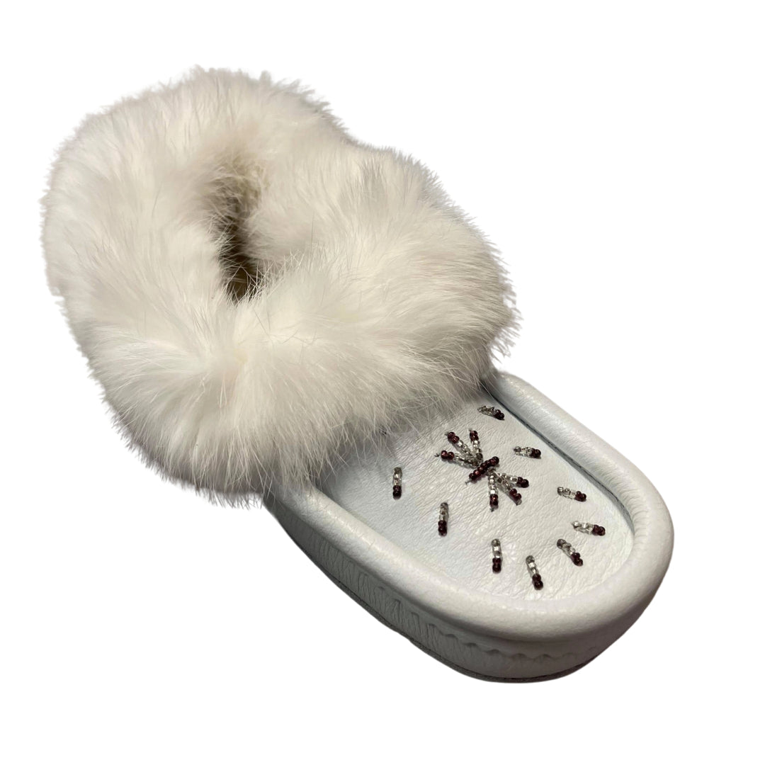 Napa Leather Mitterns with White Fox Fur Cuff at