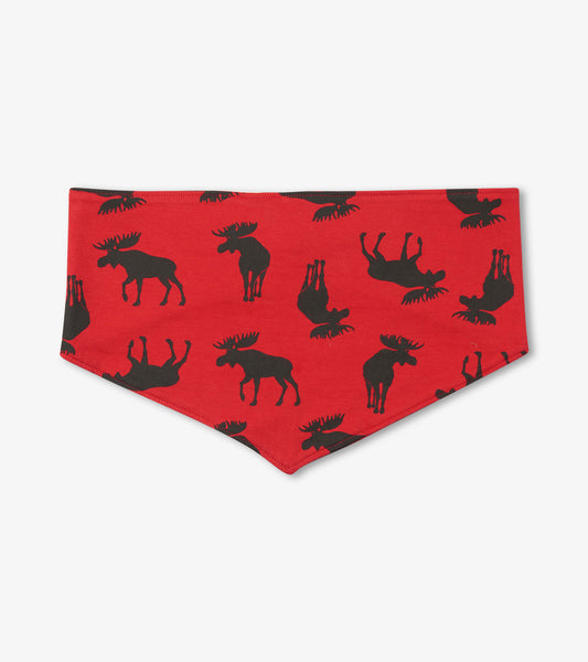 Moose on Red Reversible Dog Bandana