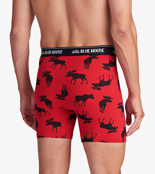 Moose On Red - Men's Boxers