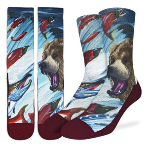 Men's Grizzly Bear & Sockeye Salmon Active Socks