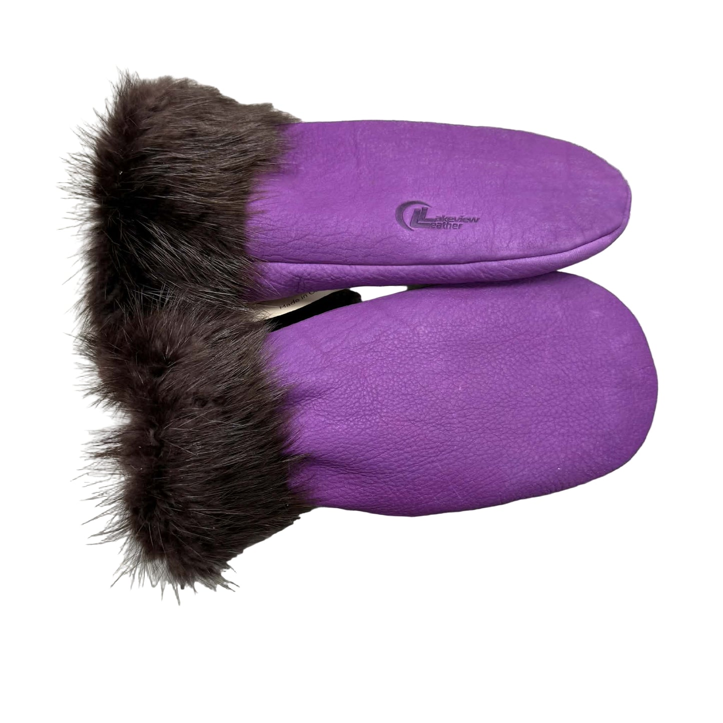 Buffalo Hide Mitts with Beaver Trim